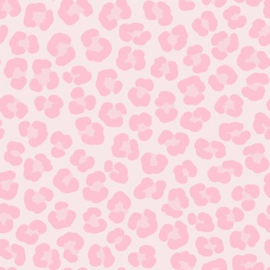 Hayvan izi. Pembe leopar leopar lekesiz vektör deseni. Kumaş, tekstil, duvar kâğıdı için iyi. Vektör illüstrasyonu
