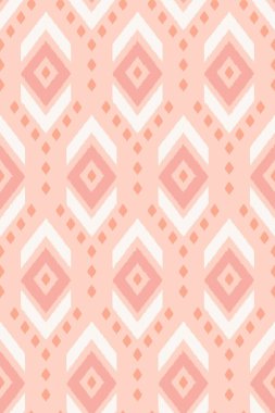 Aztek kabilesi eşkenarı olan kusursuz vektör deseni elmasları pembe kumaşla kaplar. Vektör illüstrasyonu