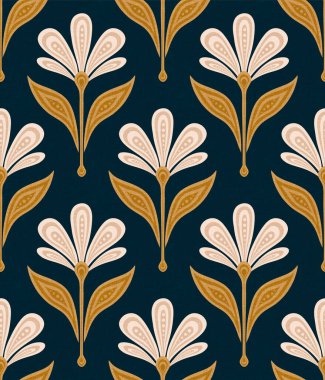 Tekstil, duvar kâğıdı, hatıra defteri, kumaş ve fon için Art Deco Çiçeksiz Vektör Deseni. Vektör illüstrasyonu