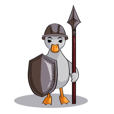 Savaşçı kaz zırhı. Kalkanlı ve mızraklı kaz 