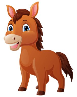 Vector illustration of Cute baby horse cartoon on white background