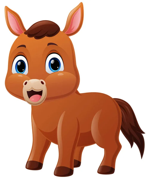 Vector Illustration Cute Baby Horse Cartoon White Background — Image vectorielle