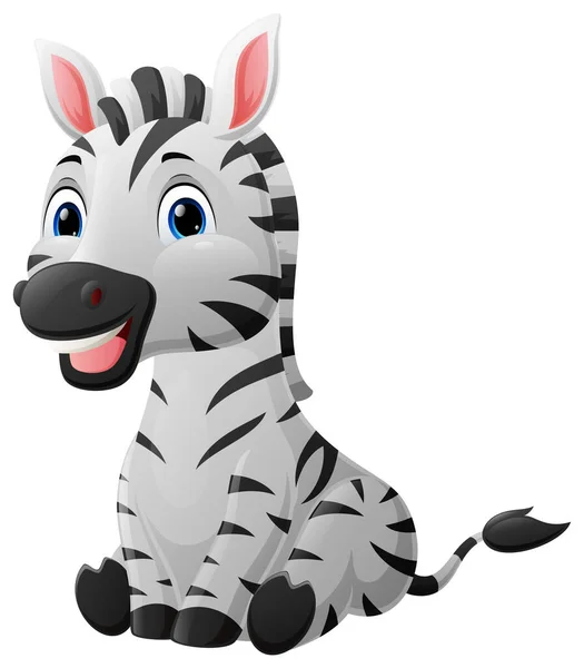 Illustrazione Vettoriale Carino Bambino Zebra Cartoon Seduta — Vettoriale Stock
