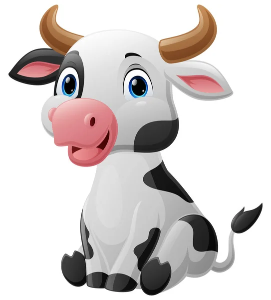 Vektorová Ilustrace Roztomilé Krávy Kreslené Sedící — Stockový vektor