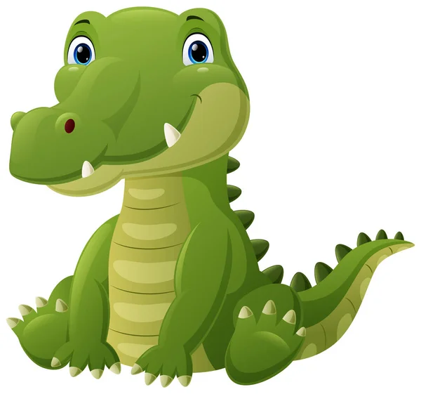 Illustration Vectorielle Bébé Crocodile Mignon Assis — Image vectorielle