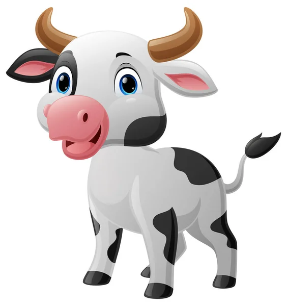 Vektorové Ilustrace Roztomilé Krávy Kreslené Bílém Pozadí — Stockový vektor