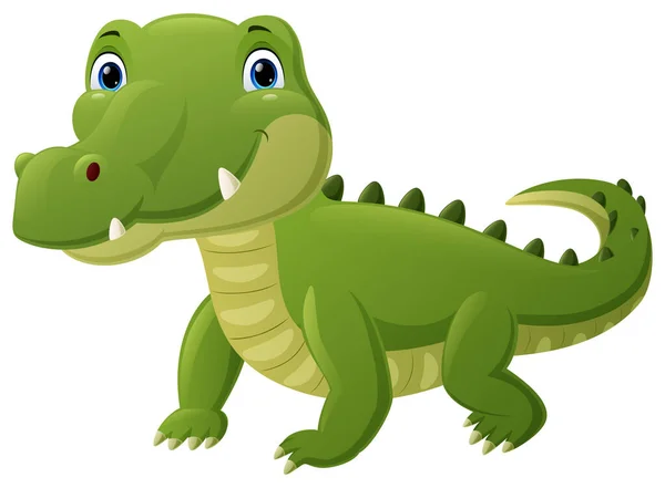Vector Illustration Cute Baby Crocodile Cartoon White Background — Stok Vektör