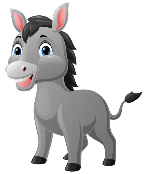 Vector Illustration Cute Baby Donkey Cartoon White Background — 图库矢量图片
