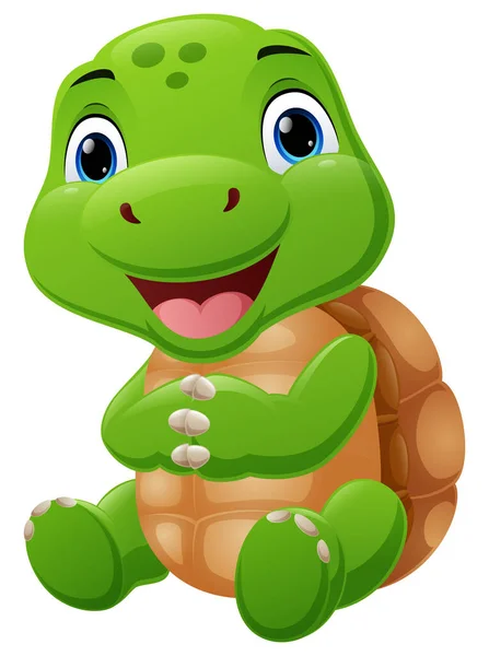 Illustrazione Vettoriale Carino Baby Tartaruga Cartoon Seduta — Vettoriale Stock