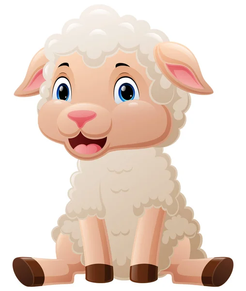 Vektor Illustration Von Cute Baby Sheep Cartoon Sitzt — Stockvektor