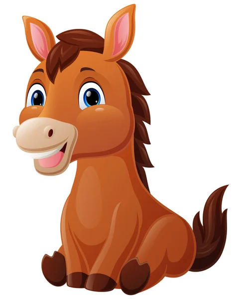 Vector Illustratie Van Leuke Baby Paard Cartoon Zitten — Stockvector