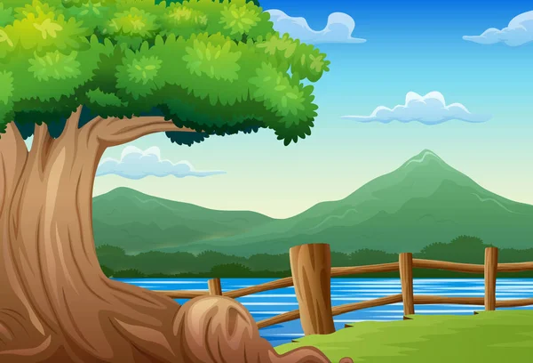 Illustration Nature Landscape Background Mountain — Stock Vector