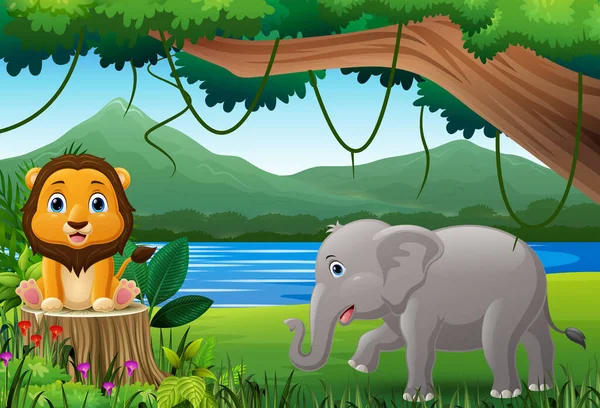 Vektorillustration Von Cartoon Wildtieren Dschungel — Stockvektor