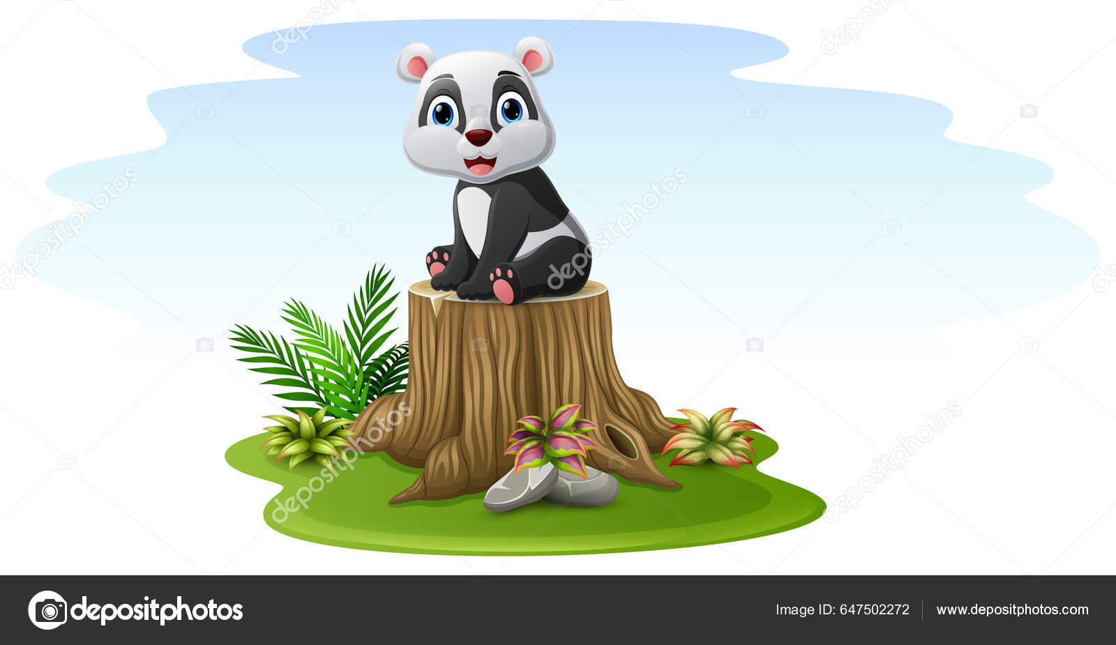 Animal Zoológico Vetorial Pequeno Panda Engraçado Estilo Desenho