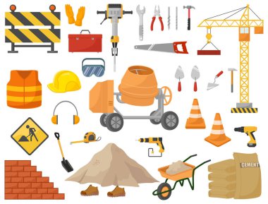 Vector illustration of Set of construction tools element clipart