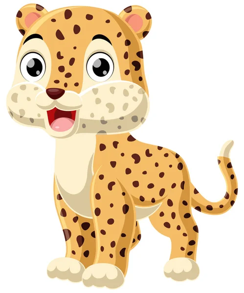 Ilustração Vetorial Desenho Animado Bonito Leopardo Bebê Fundo Branco —  Vetores de Stock