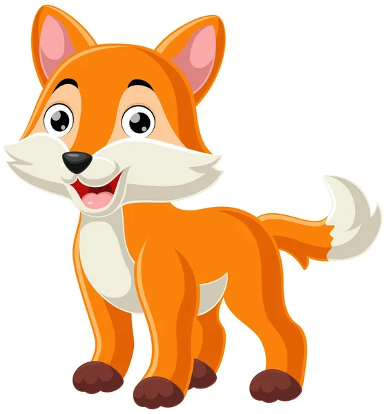 Wektor Ilustracja Cute Little Fox Kreskówki Białym Tle — Wektor stockowy