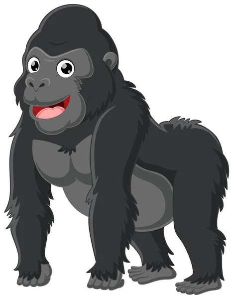 Vector Illustration Cute Gorilla Cartoon White Background — Stock Vector