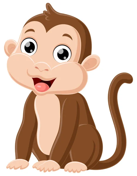 Vector Illustration Cute Baby Monkey Cartoon Sitting — Stock Vector