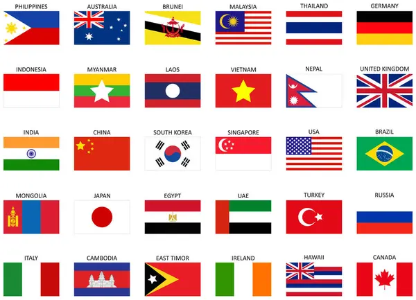 Ilustração Vetorial Das Bandeiras Nacionais Mundo —  Vetores de Stock