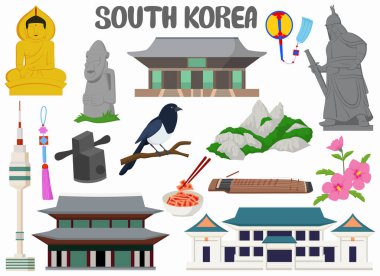 Güney Kore dönüm noktası mimarisinin vektör illüstrasyonu