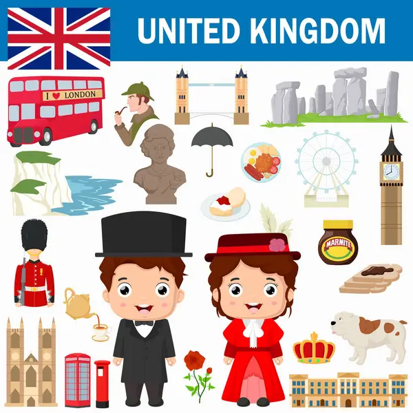 stock vector Vector illustration of Set of United Kingdom famous landmarks