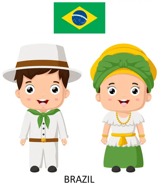 Векторная Иллюстрация Бразильской Пары Традиционных Костюмах Стоковый вектор