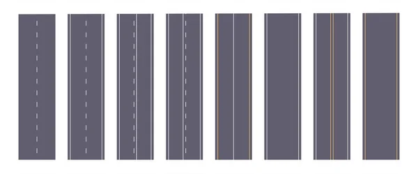 Asphalt Highways Dotted Solid Lines Road Markings Vertical Concept Flat — Stock Vector