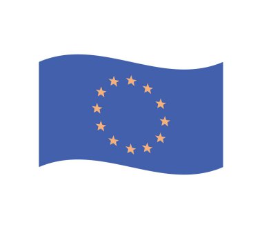 Avrupa Birliği bayrağı ve ülkeler yıldız sembolü düz vektör illüstrasyonu.