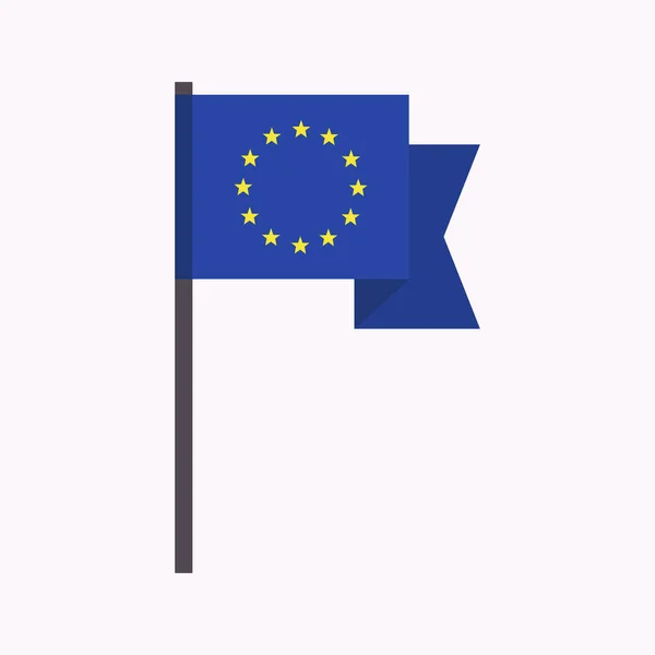 Flagge Der Europäischen Union Und Sternsymbol Flache Vektorabbildung — Stockvektor