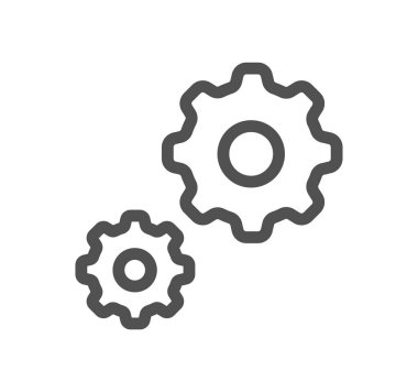 Dişlilerle ilgili simge çizgisi ve doğrusal vektör.