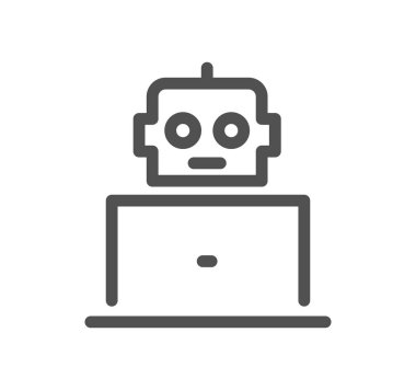 Yapay zeka ile ilgili simge taslağı ve doğrusal vektör.