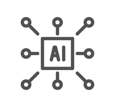 Yapay zeka ile ilgili simge taslağı ve doğrusal vektör.