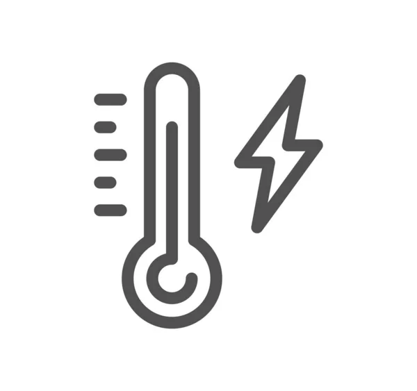 Temperatur Und Thermometerbezogene Symbolumrisse Und Linearer Vektor — Stockvektor