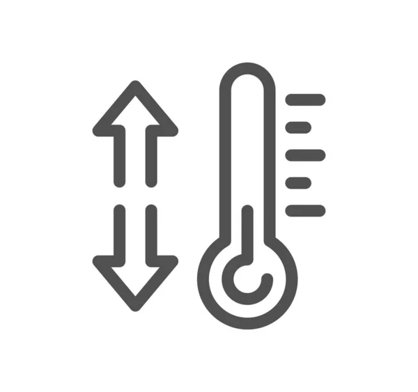 Temperatura Termômetro Relacionados Contorno Ícone Vetor Linear — Vetor de Stock