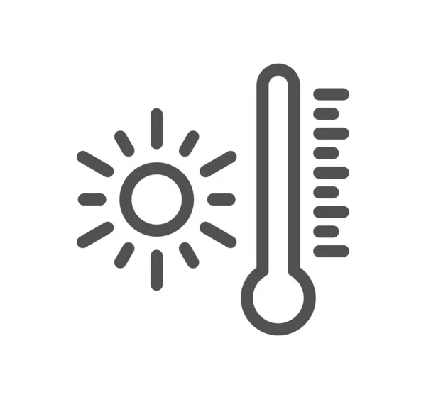 Schema Icona Vettore Lineare Relativi Temperatura Termometro — Vettoriale Stock