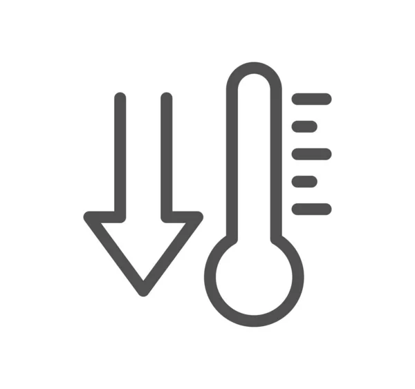 Temperatur Und Thermometerbezogene Symbolumrisse Und Linearer Vektor — Stockvektor