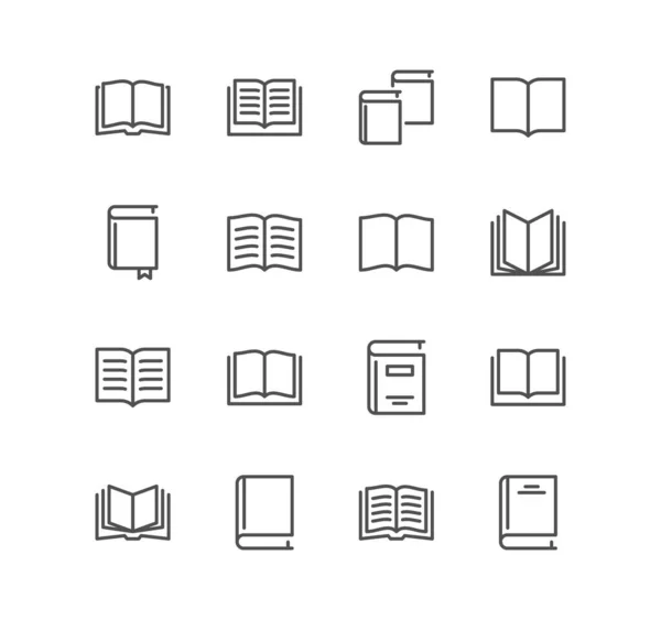 Ensemble Icônes Liées Livre Organisateur Apprentissage Lecteur Journal Bibliothèque Manuel — Image vectorielle