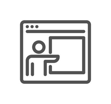 Çevrimiçi eğitim ile ilgili simge ana hatları ve doğrusal vektörü.