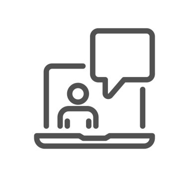 Çevrimiçi eğitim ile ilgili simge ana hatları ve doğrusal vektörü.