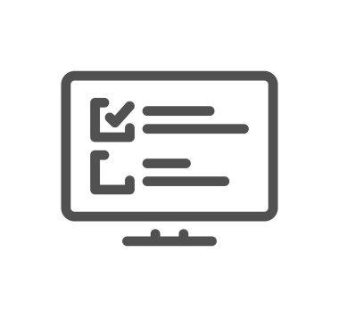 Çevrimiçi eğitim ile ilgili simge ana hatları ve doğrusal vektörü.