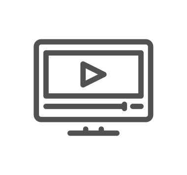 Çevrimiçi eğitim ile ilgili simge ana hatları ve doğrusal vektörü.