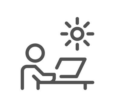 Seyahat ve tatille ilgili simge taslağı ve doğrusal vektör.