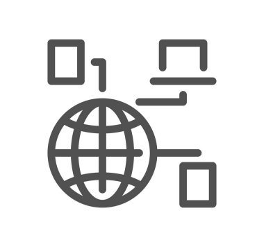 Ağ bağlantılı simge çizgisi ve doğrusal vektör.