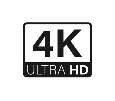 Ultra hd ve 4k sembolü, 4k uhd televizyon işareti yüksek çözünürlüklü monitör çözünürlük standart konsepti beyaz arkaplan düz vektör çizimi.