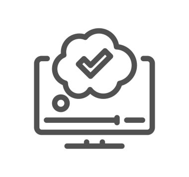 Çevrimiçi eğitim ile ilgili simge ana hatları ve doğrusal vektörü.