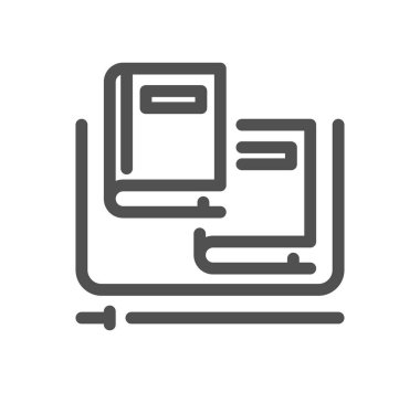 Çevrimiçi eğitim ile ilgili simge ana hatları ve doğrusal vektörü.