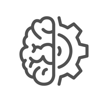 Yapay zeka ile ilgili simge taslağı ve doğrusal vektör.