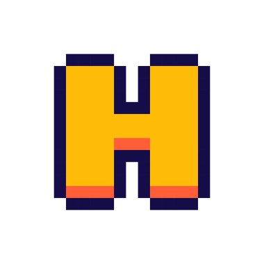 Piksel 3d retro oyun yazı tipi ve video bilgisayar oyunu 8 bit düz vektör çizimi.