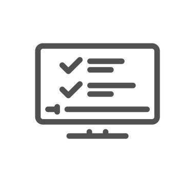 Kontrol listesi simgesi, beyaz arkaplanda ana hat vektör işareti. togram sembolü, doğrusal biçim